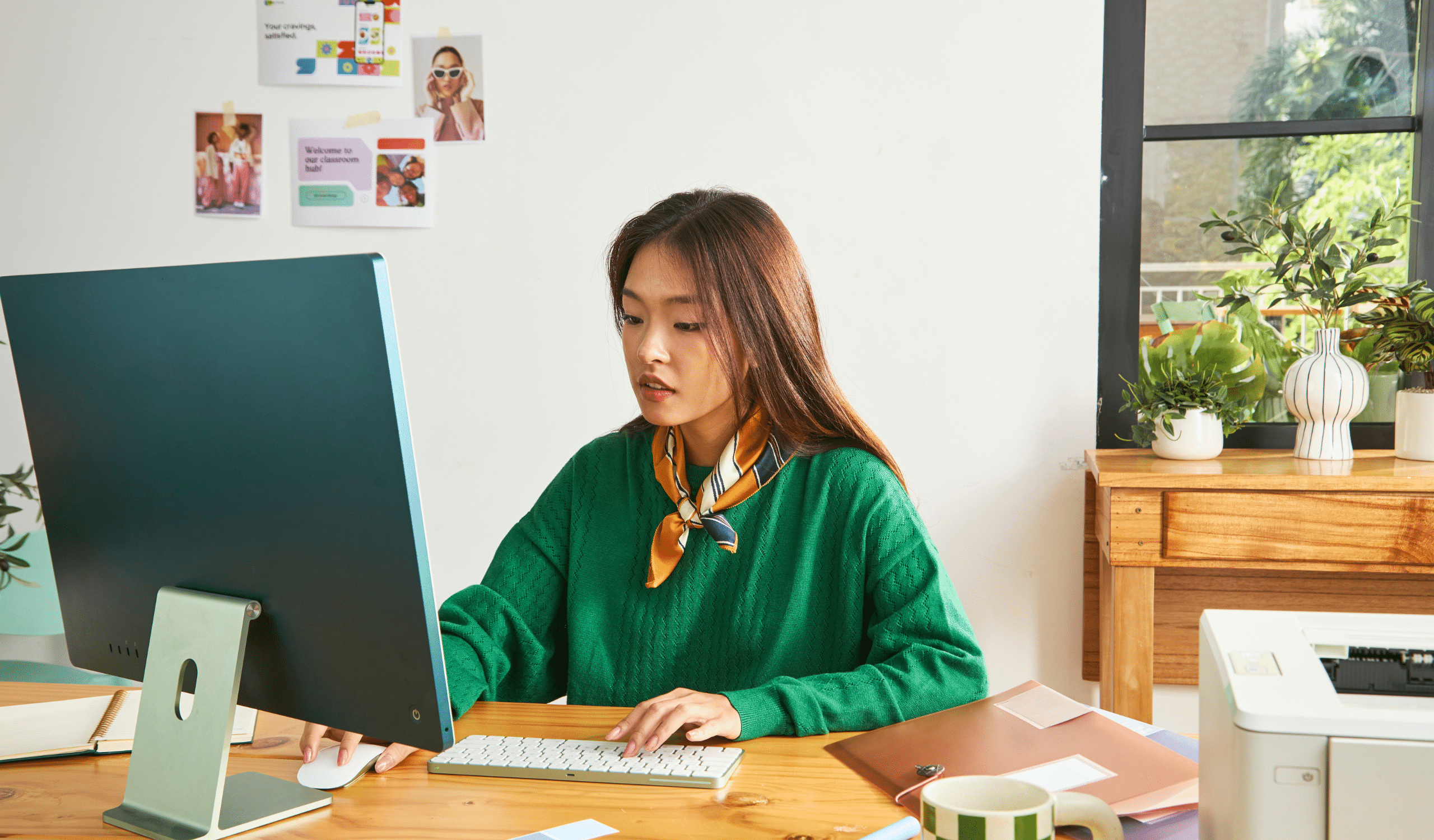 Blog header images (2) a girl at a desk learning about LLCs for Content Creators